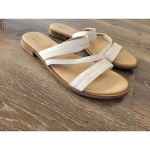 Naturalizer White‎ Croc Embossed Double Strap Slide Sandals Size 9.5M #6